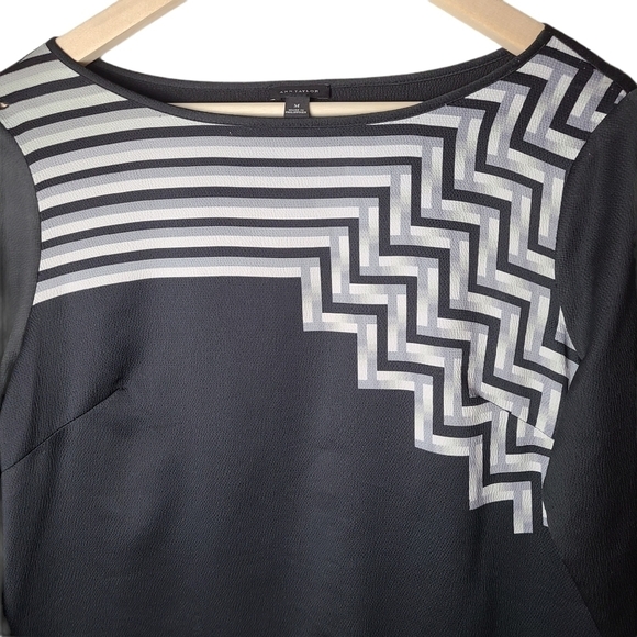 Ann Taylor MEDIUM black white grey blouse corpcore dark academia officecore - Picture 4 of 9